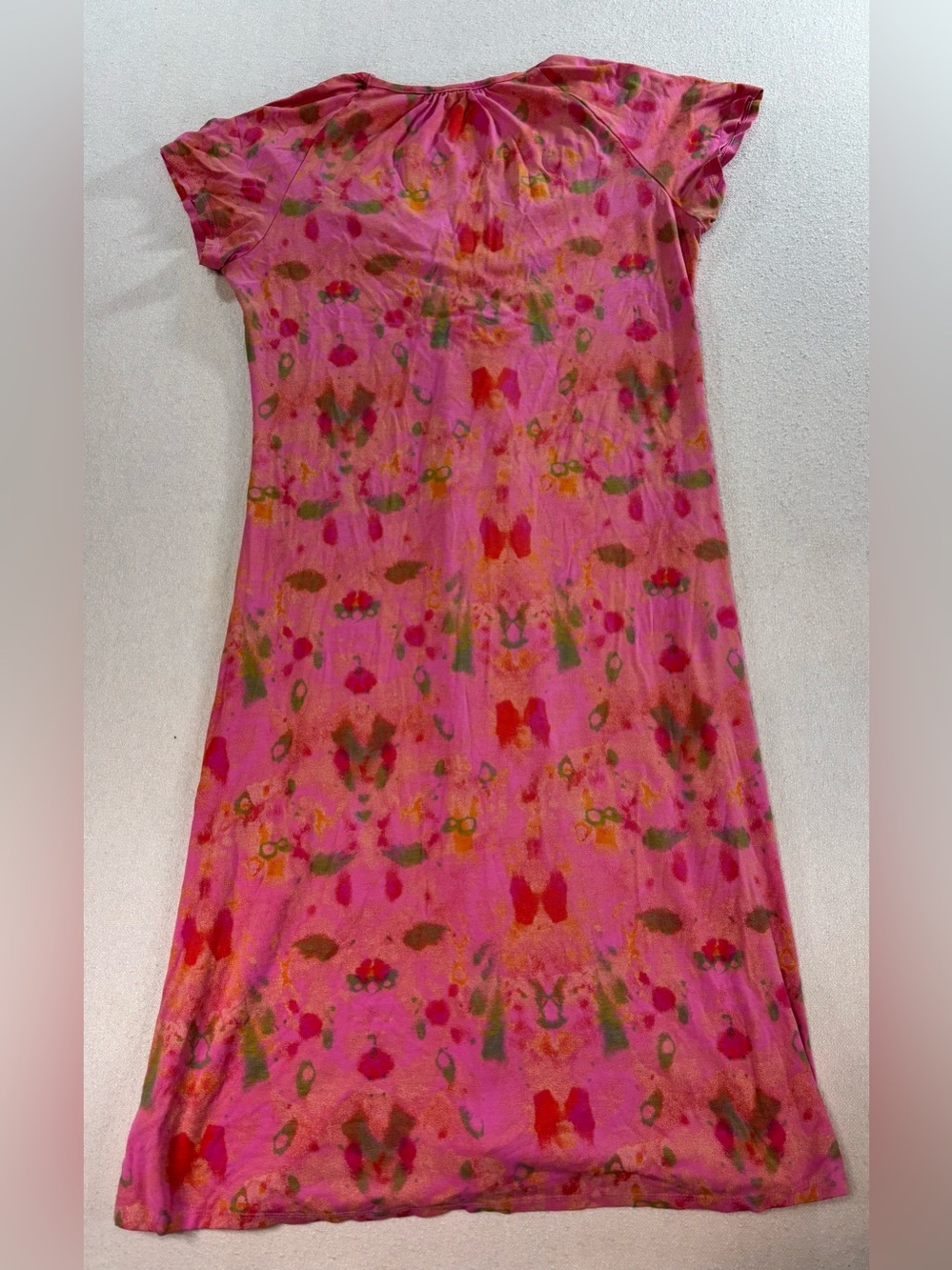 Fresh Produce Pink Floral Dress Small Boho Empire Waist USA Stretch Rayon - Picture 3 of 7